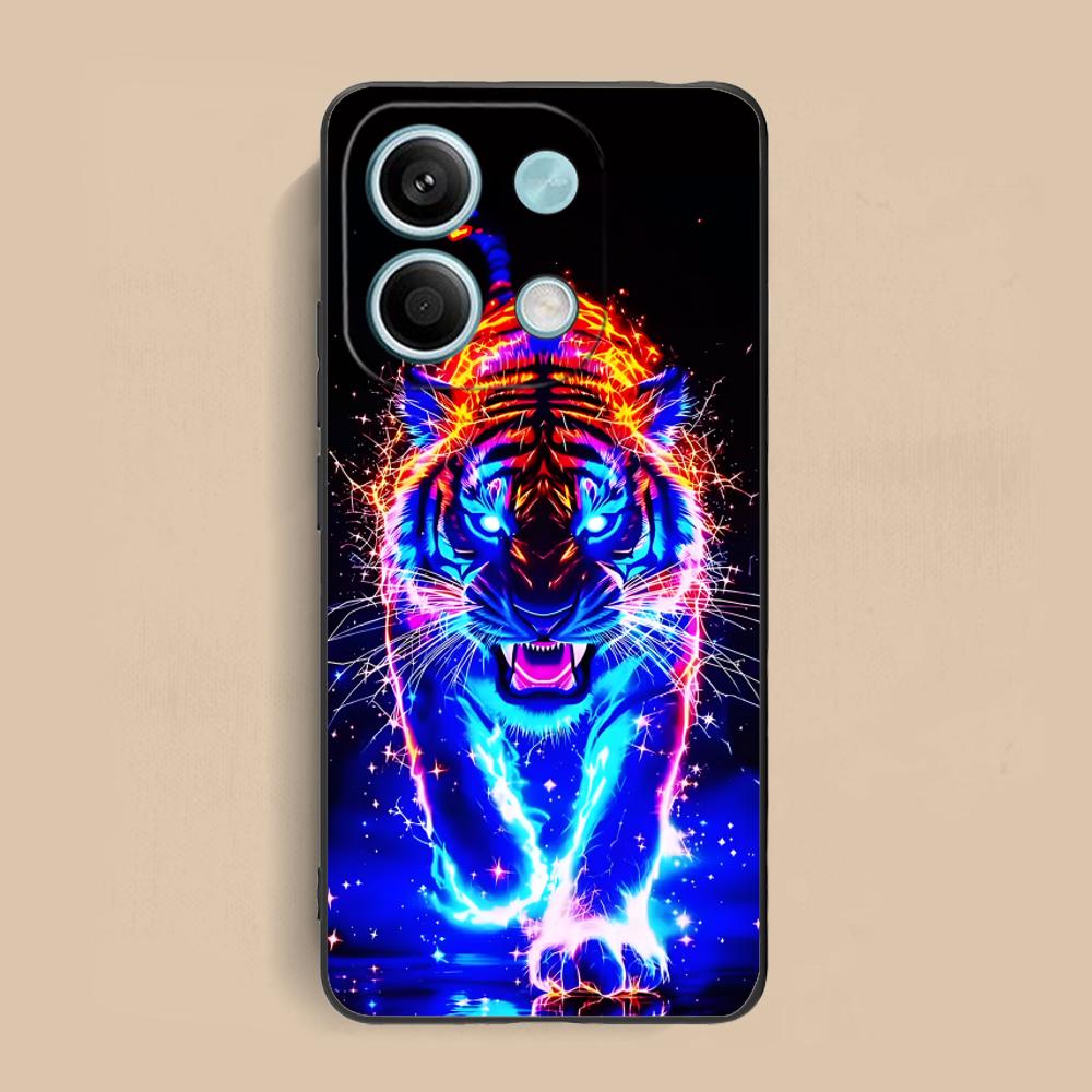 Tiger Neon Mobile Cell Phone Case for Xiaomi Redmi Note 14 13 12 11 S Pro Plus 4G 5G Colorful Printing Cover Pretty Cover Luxury