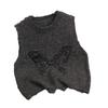 High-End Knit Sleeveless Sweater Vest with Butterfly Sequins and Back Slit