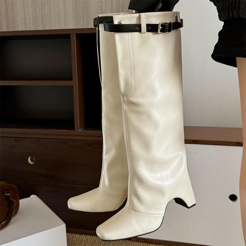 Knee High Boots for Women Designer High Heels Shoes Winter Dress Chunky High Boots 2025 New Sexy Goth Mujer Cowboy Botas