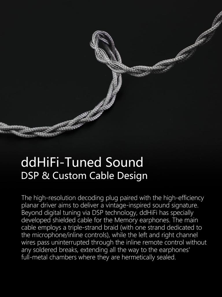 ddHiFi E13P (Memory) 13mm Super Linear Planar Driver HiFi Earphones Compatible with USB-C Smartphones and Other Devices, Supports Microphone Calls