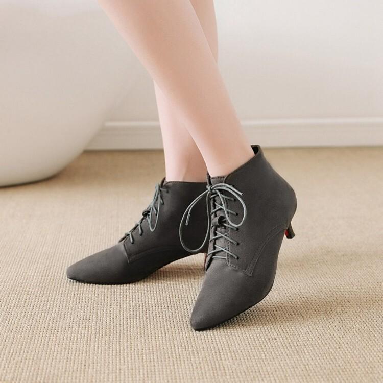 Source Autumn and Winter New Pointed  Shoes British Lace-up Short  Boots Martin Boots and Bare Boots Large Size