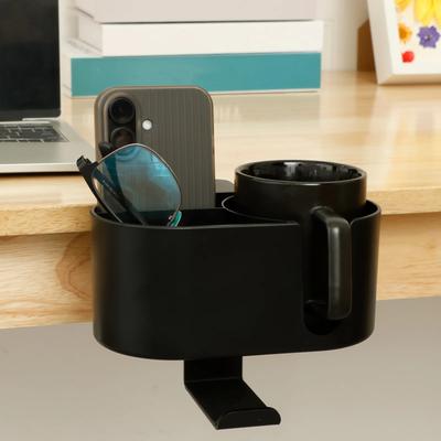 4-in-1 Schreibtisch-Getränkehalter Klemme zum Anbringen unter dem Schreibtisch Kopfhörerhalter Vielseitig Einfach zu montieren Getränkehalter für Kaffeetassen Wasserflaschen