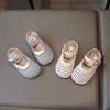 Girls Hollow Out Woven Princess Sandals, Spring Summer Knit Crocs Half Shoes for Baby Girls