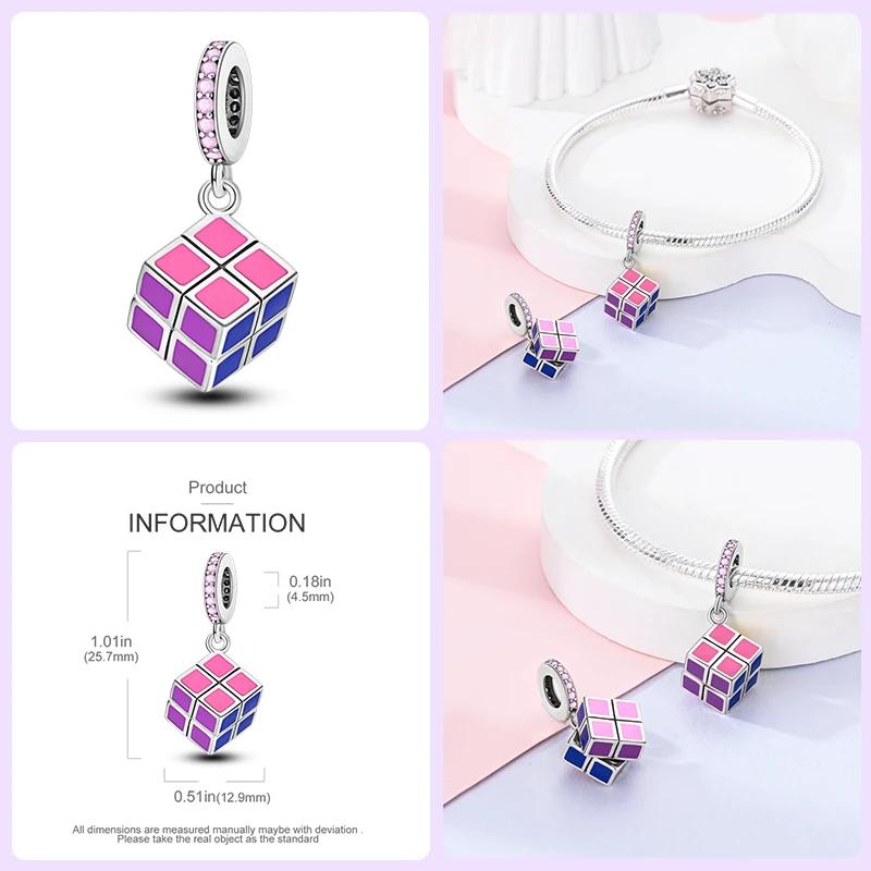 100% Copper Colorful Rubik'S Cube Butterfly Cat Peacock Daisy Charm Beads Fit Original Bracelet Diy Jewelry