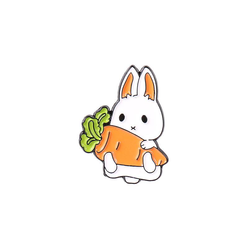 Rabbit Holding Radish Sunflower Four Leaf Clover Animal Enamel Brooch Pin Badge Decorative Jewelry Style Brooches For Women Gift