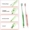 Portable Foldable Toothbrush Space Saving Design Anti Slip Handle Y Shape Hanging Loop Compact Storage Solution