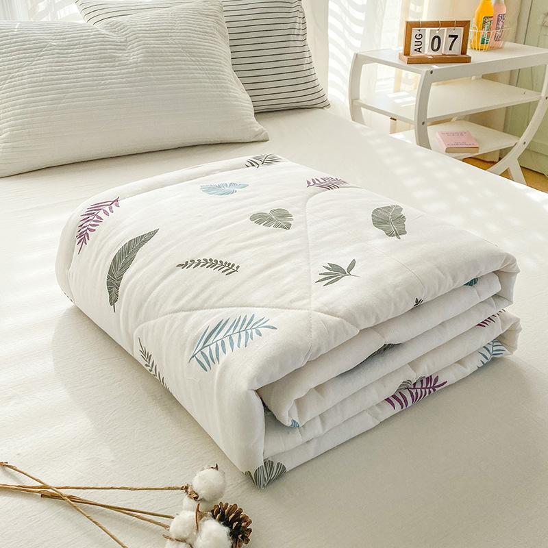 Cool Cotton Summer Thin Quilt, Machine Washable Single Double Pure Cotton Quilt, Air Conditioning Summer Blanket