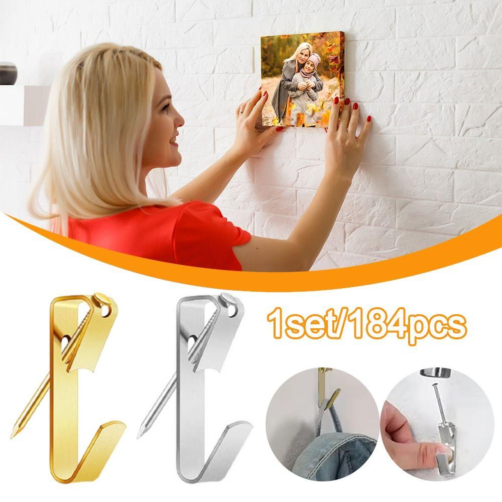 Wall Mounting Photo Frame Hooks With Nails Clocks Clothes Traceless Hooks  for Home Office