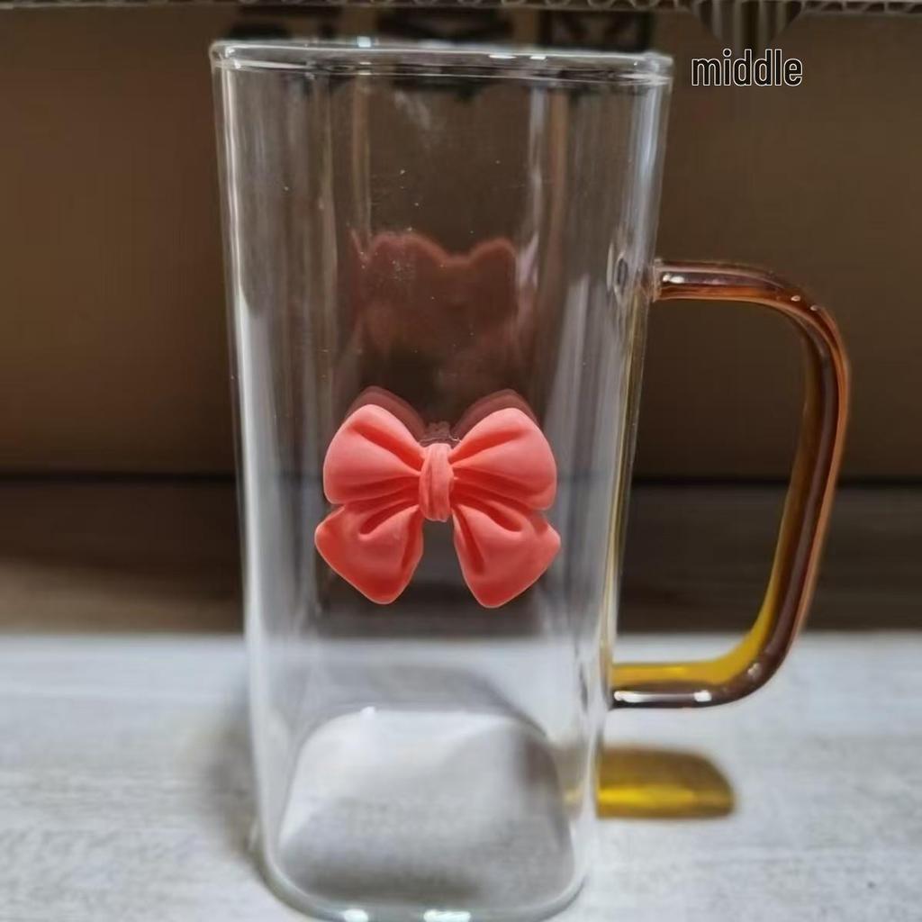 INS Stil Schmetterlingsbecher: Hohes Borosilikatglas, Transparentes quadratisches Design mit Griff & Strohhalm, Temperaturbeständig für Frauen.
