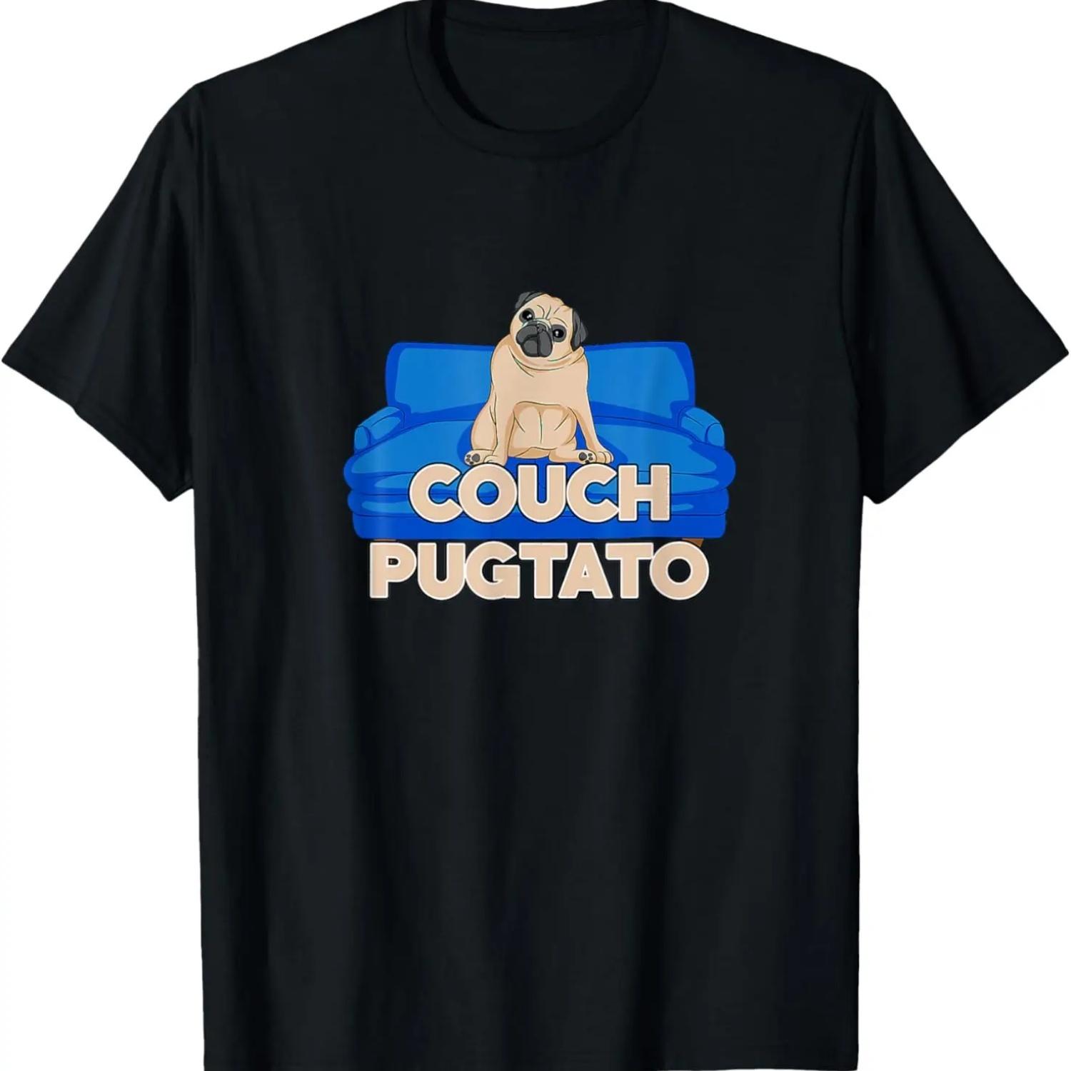Funny Couch Pugtato For Pug Dog Lovers T-Shirt S чёрный