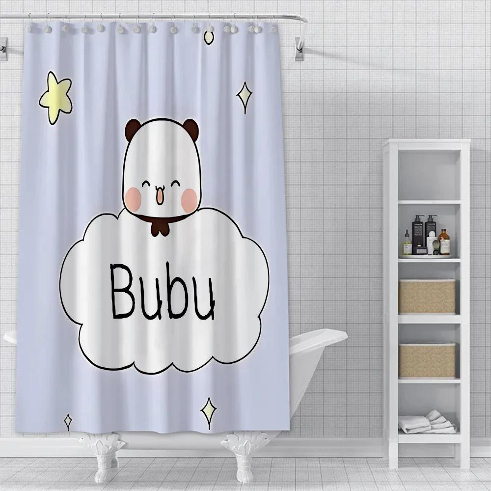 Cartoon Q-Quarto B-Bubu and Dudu Shower Curtain Waterproof Polyester Fabric Bath Curtains Home Bathroom Decor Curtain With Hook