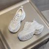 Women's Summer Rhinestone Mesh Dad Shoes - Thick-Soled, Breathable, Casual Sports, Size 34 Platform