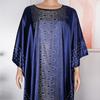 Plus Size Adjustable Belt Dresses Women's Drill Silk Satin Bat Sleeve Long Dress