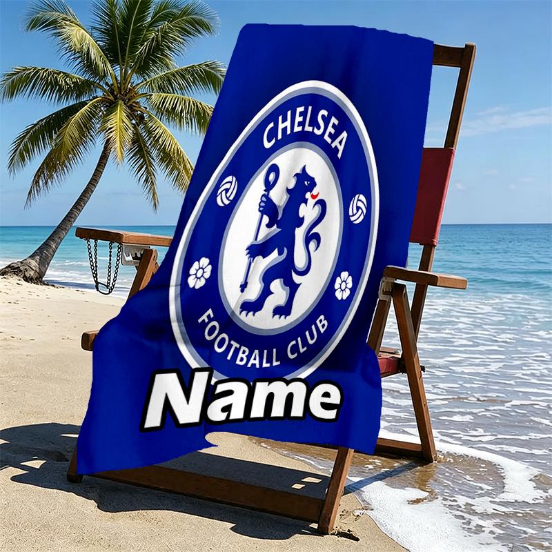 Custom Name Personalized Chelsea F.C Print Beach Towel, for Trip Camping Beach Party Home Decor, Birthday Gift for Family & Friends