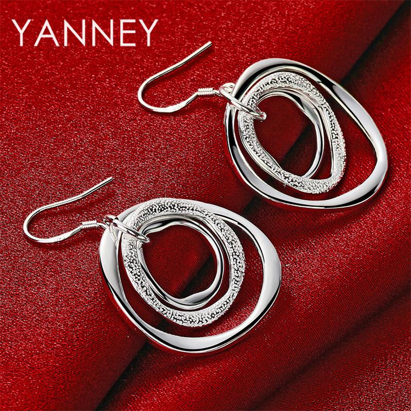 Exquisite 925 Sterling Silver Frosted Round Earrings for Women, Fashionable Engagement Accessories, Charming Jewelry