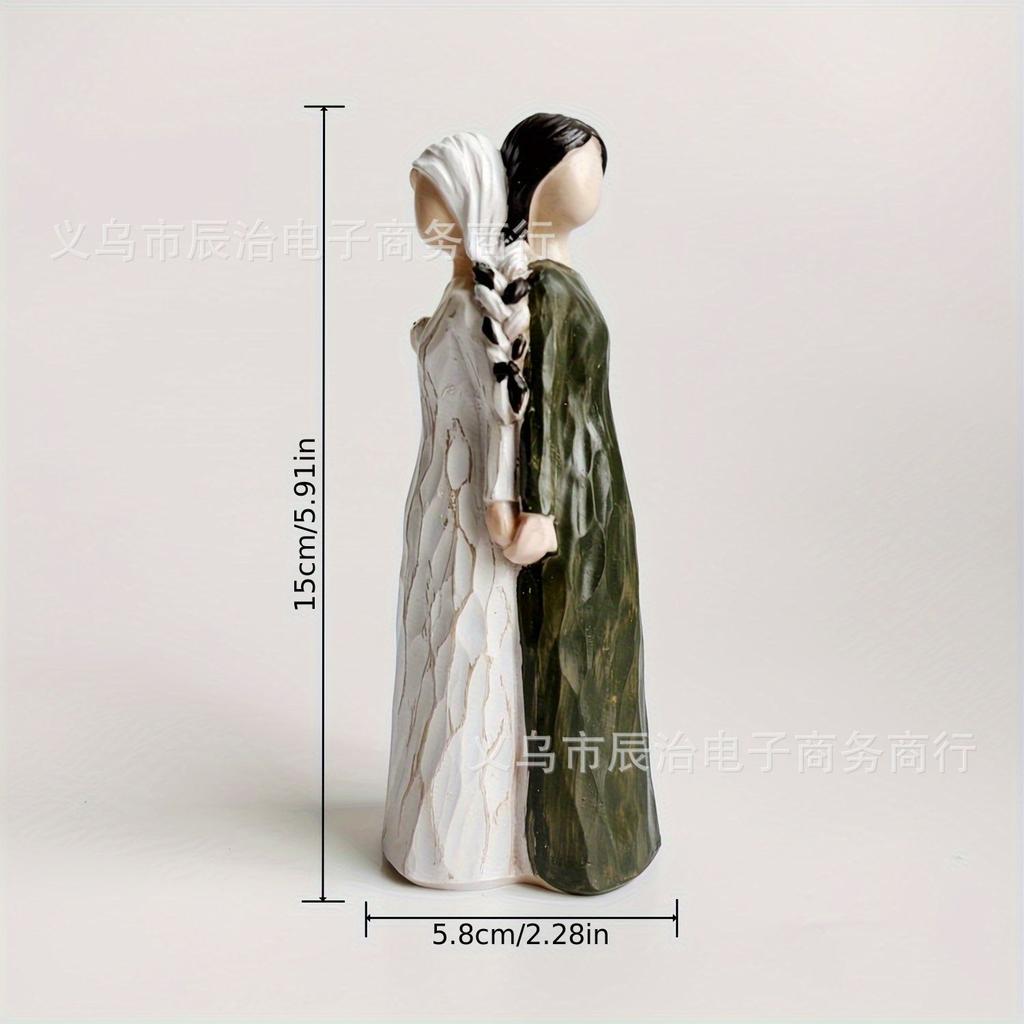 New Mother's Day Gifts Mother and daughter sisters hold hands with their backs to home ornaments, decorative resin handicrafts