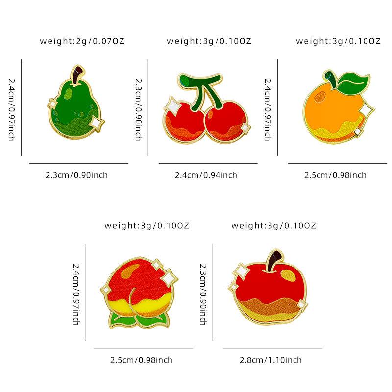 Japan and Korea creative fun fruit brooch cartoon cute apple cherry metal badge summer clothes backpack decoration