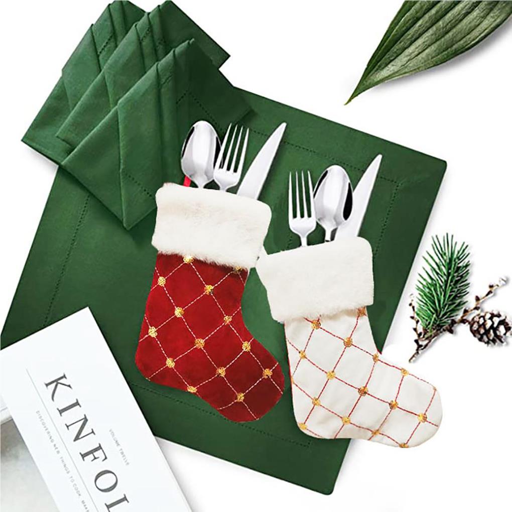 Christmas Stockings Sequin with Lanyard Non-fading Gift Candy Bag Tear-resistant Hanging Pendant Household Fireplace