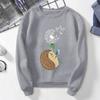 Fashion Womens Loose Winter Print  Long Sleeve Sweater With Fleece Top