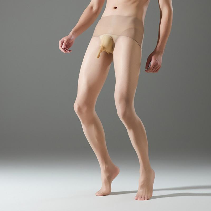 New Aurora Stockings  Ultra-Thin Transparent Sexy Black Silk 360 Seamless Horse Oil High Waist Glossy Men's Pantyhose