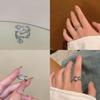 Open Copper Modern Ring With Irregular Wave And Beautiful Zirconia For Women