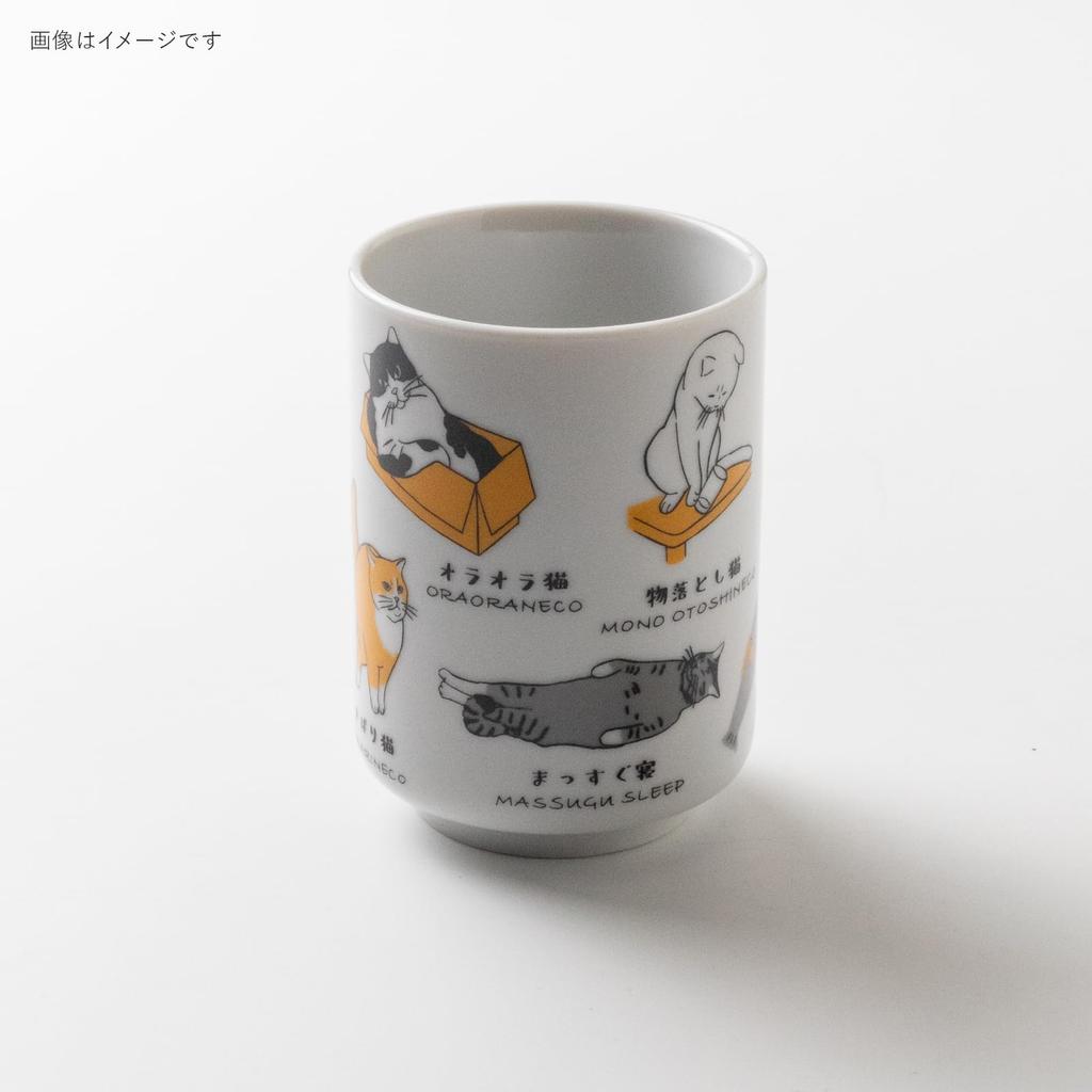 Ippinsha Mino Ware Sushi Teacup, "Living with Cats," 280ml, MK22161