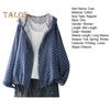 Women Spring Autumn Coat Hooded Drawstring Hem Long Sleeve Printing Loose Zipper Closure Jacket with Pockets Daily Wear Commuting Outerwear