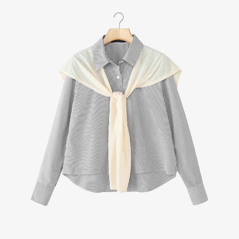 ZANZEA Bluză casual cu dungi cu guler întors pentru femei