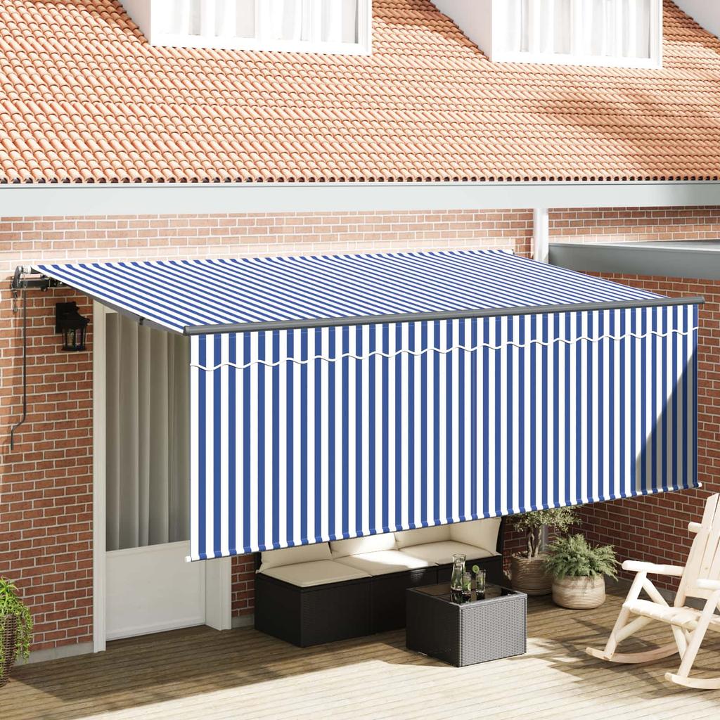 Retractable Awning Blue and White 350 X 200 Cm