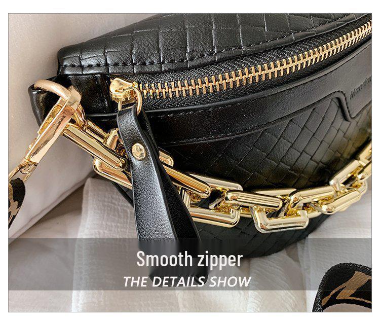 2021 Trendy Women's Plaid PU Crossbody Bag with Thick Chain