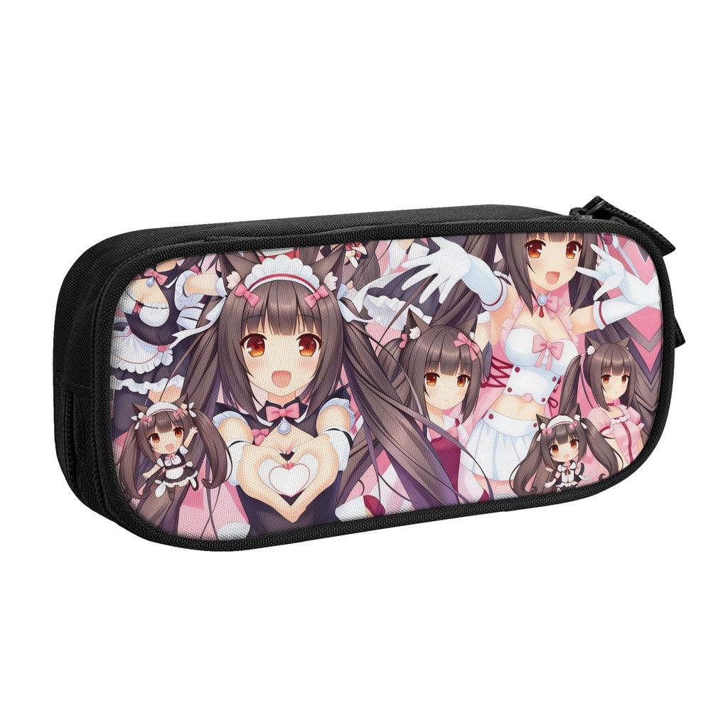 Кавайные Игровые Чехлы для Карандашей N-Nekopara Chocola Аниме для Девочки Мальчика Большая Вместимость Пенал Школьные Принадлежности