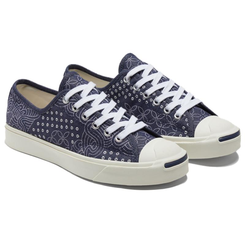 Converse Jack Purcell Canvas Open Smile Casual Non-slip and Abrasion Resistant Low-Top Board Shoes Unisex Night Blue