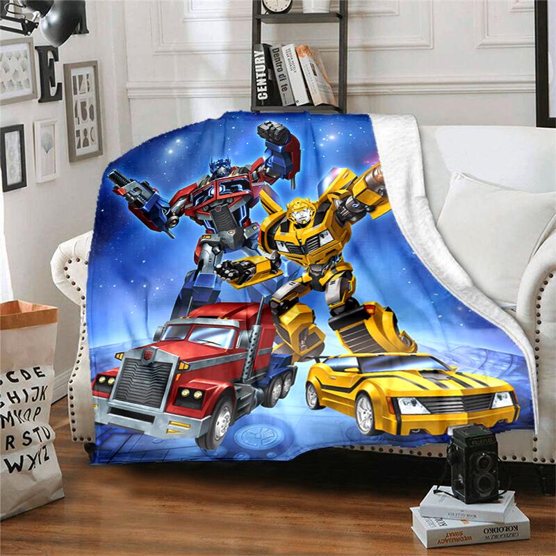 1pc Blanket Bumblebee and Optimus Prime Print Design, Lightweight Blanket for Sofa, Bed- Soft &Warm, Gift for All Seasons like Christmas, Halloween