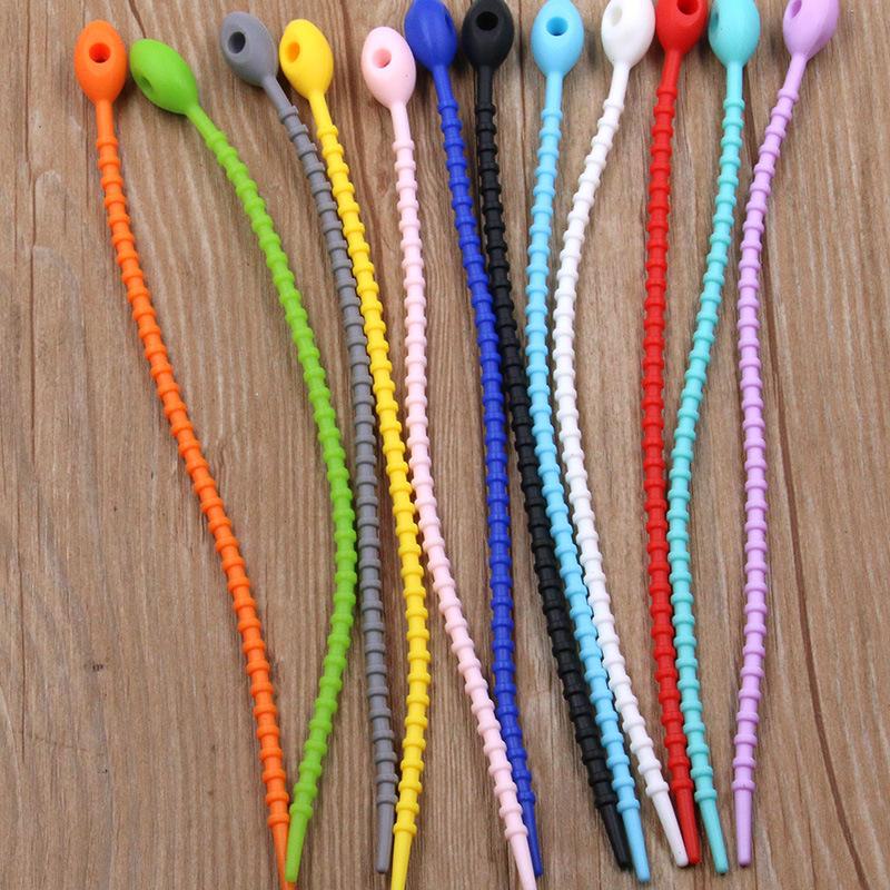 13 színű ovális fejű szilikon újrafelhasználható csavarózsinór és cipzáras kötegelő