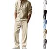 Cross-border American Four Seasons Linen Men's Casual Suit Loose Long Sleeve Pants Shirt Suit Men's