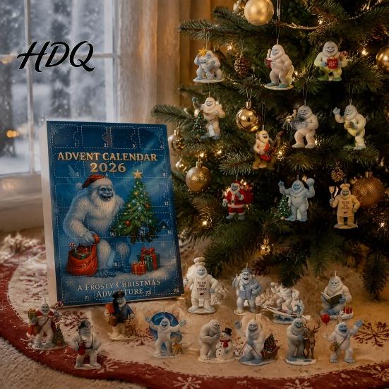 Seasonal Wall Hanging Christmas Advent Calendar 2026 24 Days Sea Turtle/Big Foot/Highland Cow/Dog Ornaments Cute Animal Decor Countdown Calendar,