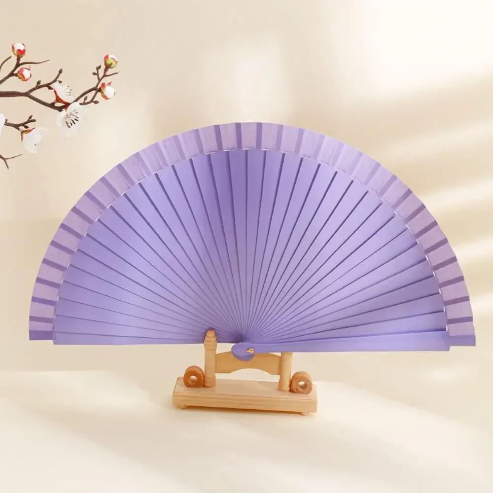 Simple Spanish Plain Fan Modern Solid Color Art Craft Decorative Props Fan Handmade Pure Wood Folding Fan Party Gift