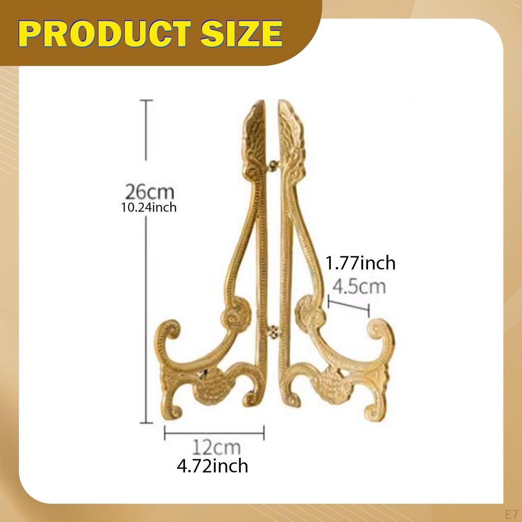 Plate Stand Display Brass Easel Artwork Storage Tabletop Art Holder Photo Picture Frame for