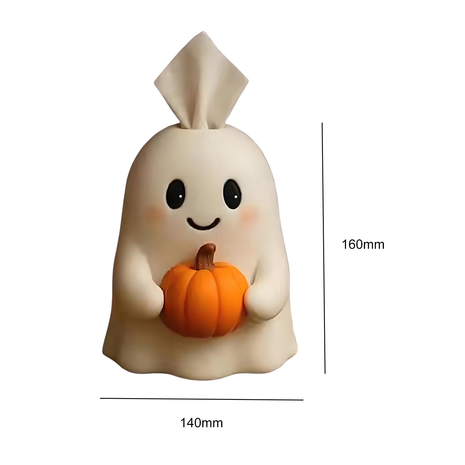 

Halloween Ghost Tissue Box Holder Resin Decorative Tissue Dispenser Toilet Tissue Cover for Bathroom Kitchen Office Desk