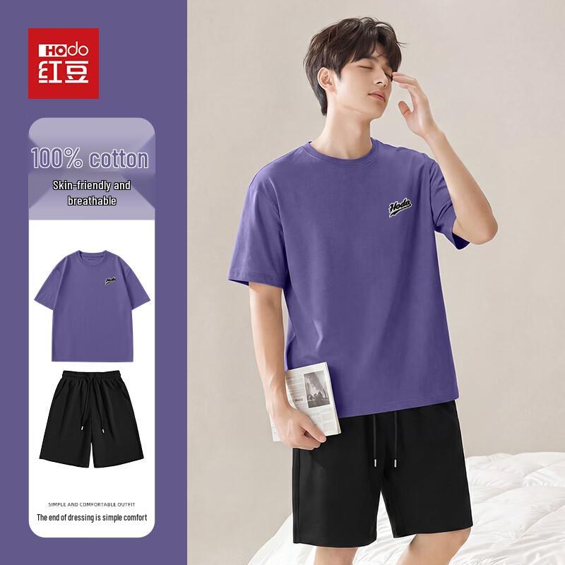 Hodo Men s Pure Cotton Short Sleeve T-shirt & Shorts Set L