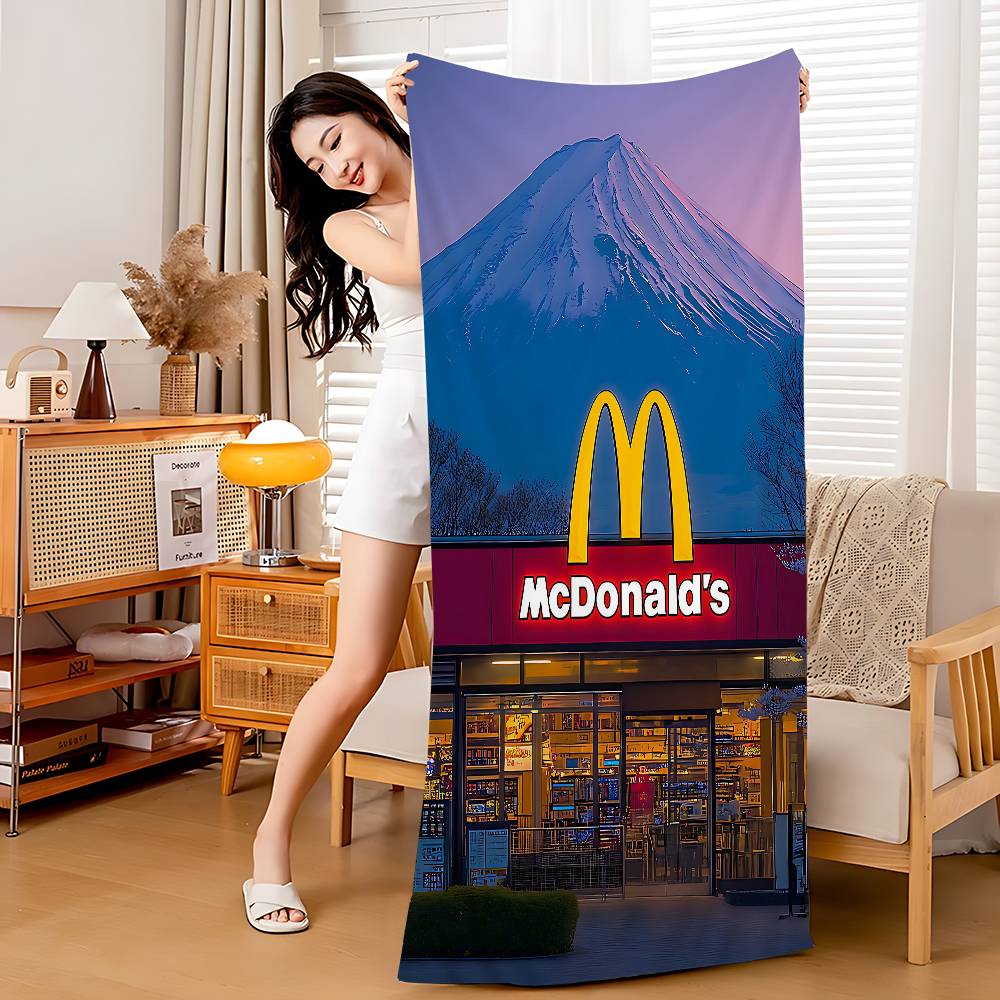 M Famous LOGO M-McDonaldes Beach Towel Bath Towels For Girl Microfiber Quick Dry Sand Free Beach Yoga Spa Gym Pool