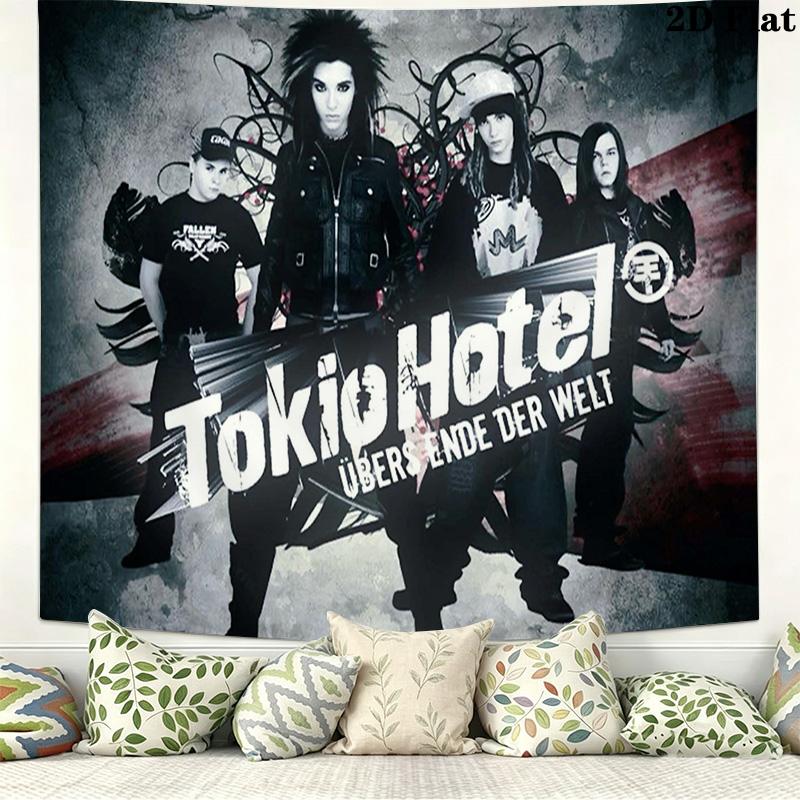 Tokio Hotel Wall Tapestry Aesthetic Wall Hanging Printed Fabric Blanket Decorative Tapestries for Bedroom Living Room Home Decor