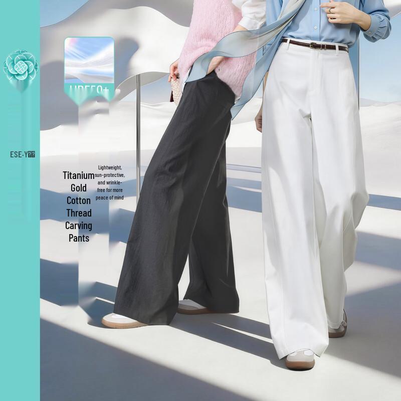 Pantaloni da Donna a Vita Alta Gamba Larga Resistenti alle Pieghe