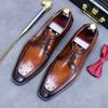 Luxury Mens Business Genuine Leather Shoes Fashion Wedding Oxfords Lace-up Pointed Toe Black Green Coffee Brogues Dress Shoes