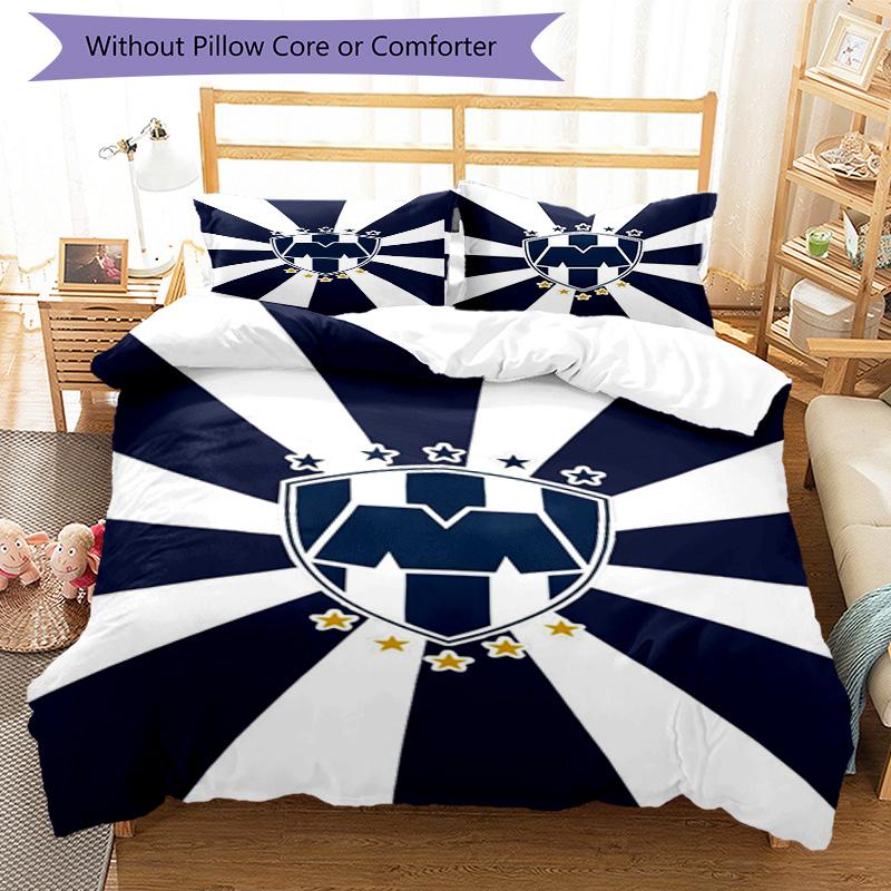 Monter-rey Football Crest Art Printed Pattern Duvet Cover Set – includes 1 duvet cover and 2 matching pillowcases Bedroom decor Christmas gifts