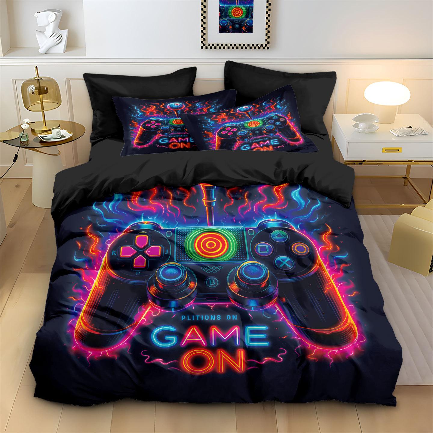 

Gifts For Teenagers Game Console Bedding Set Game Controller Duvet Cover Pillowcase Bedroom Decoratio Single Double Large Siz 100x135cm-2pcs