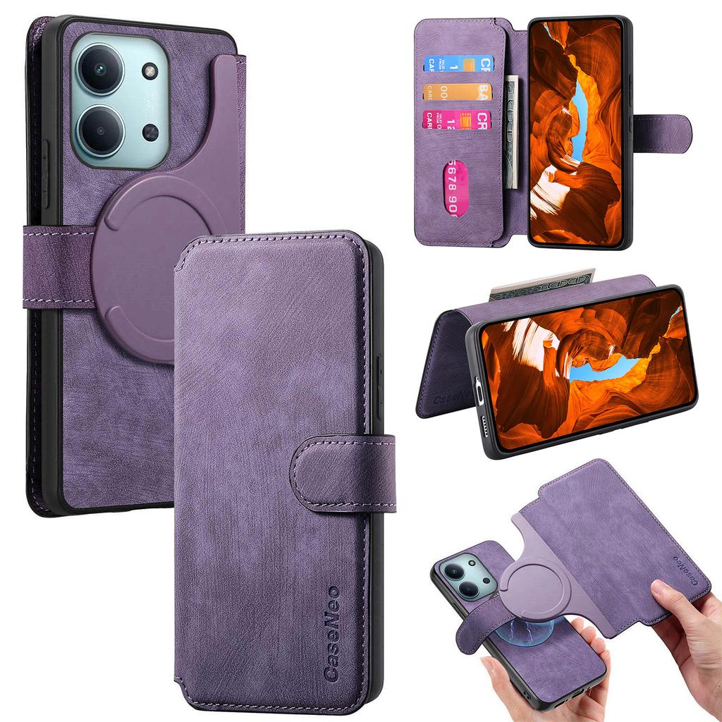 CASENEO MW-03 Detachable Wallet Case For Xiaomi Poco C85 4G (171mm)/Redmi 15C 4G (Global) (171mm) Leather + TPU Phone Cover