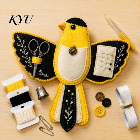 DIY Vogel Näh-Organizer Form Filz-Set, Tragbare Dekorative Basteltasche Handgemachtes Set mit Scherenfach und Nadelkissen, Stickwerkzeuge Zubehör