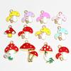 20pcs Enamel Mushroom Charms Pendant 19x19mm Alloy Metal DIY Jewelry Making Accessories for Earring Bracelet Necklace Finding