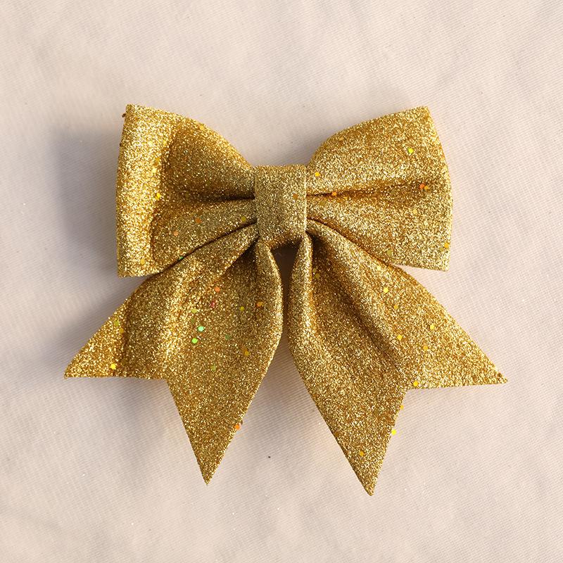 Christmas Decoration Bow Glitter Large Bow Ornament Xmas Tree Festive Holiday Hanging Decor Sparkling Gift Accessory Ornaments